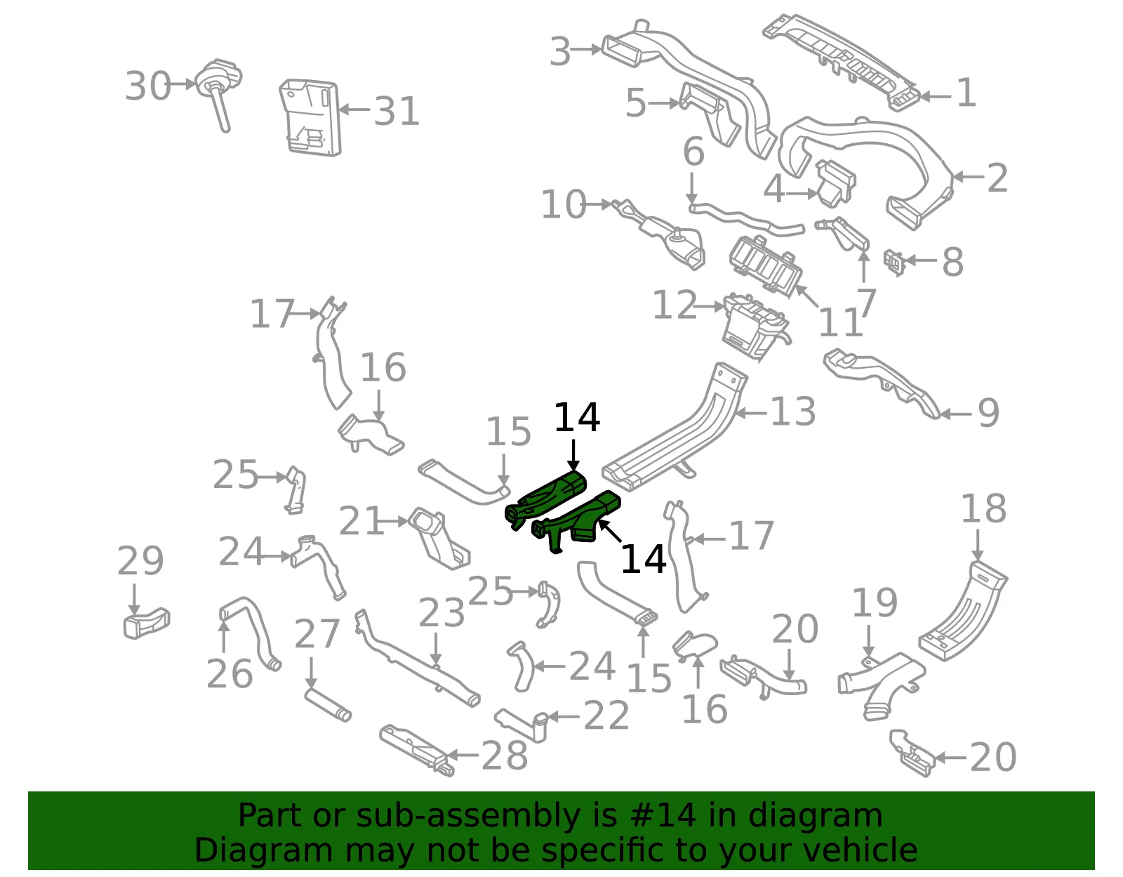 Instrument Panel Air Duct - Volvo (32289969) - view 2