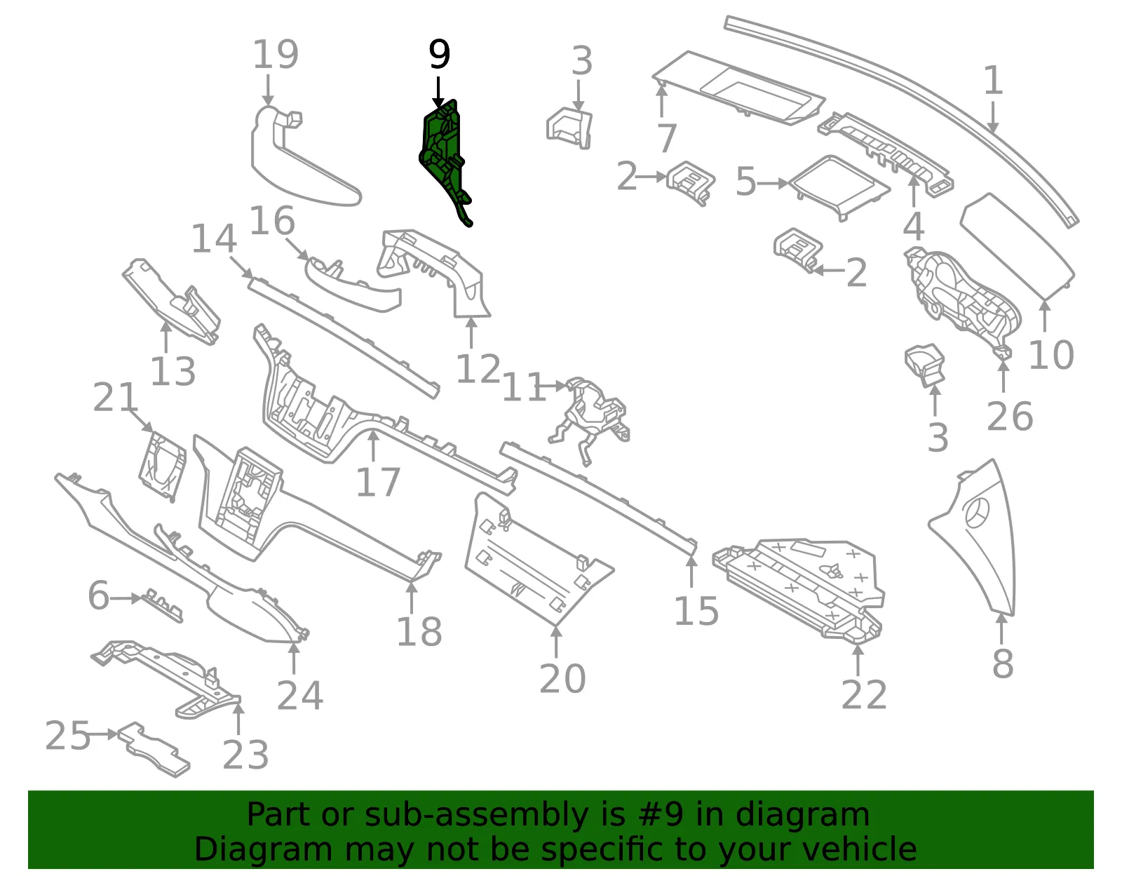 Instrument Panel Side Cover - Volvo (32318199) - view 2