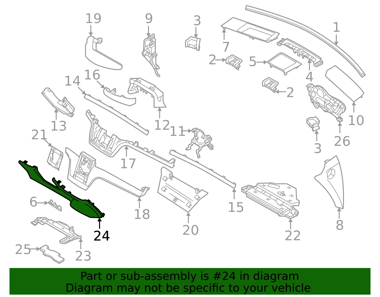 Instrument Panel Knee Bolster - Volvo (32318403) - view 2