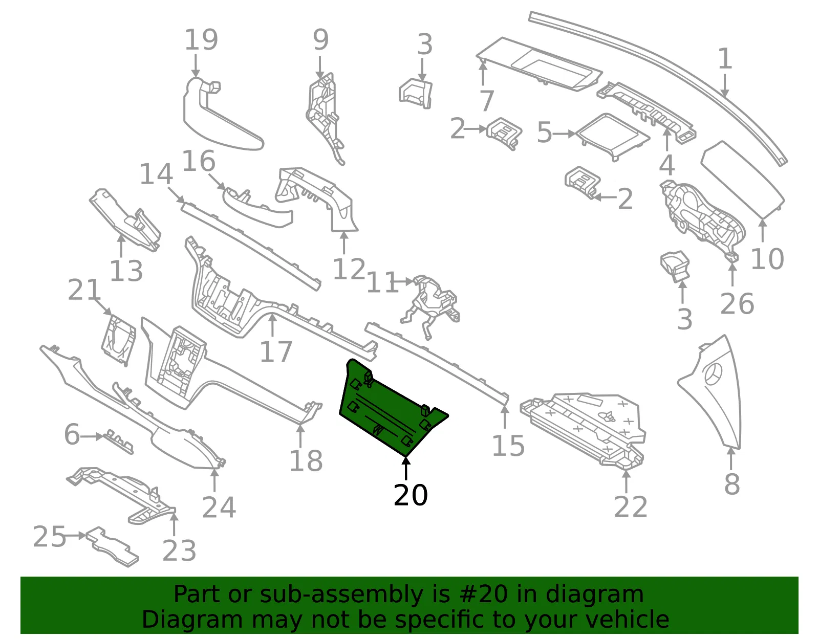 Instrument Panel Cover - Volvo (32318413) - view 2