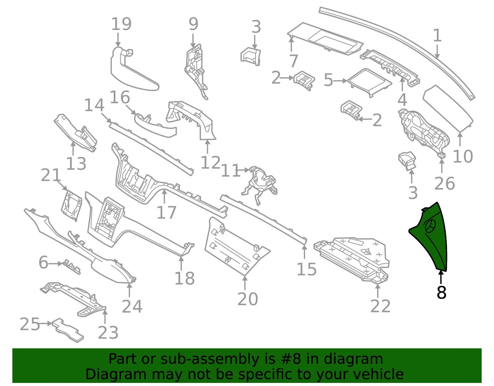 Instrument Panel Side Cover - Volvo (32318442) - view 2