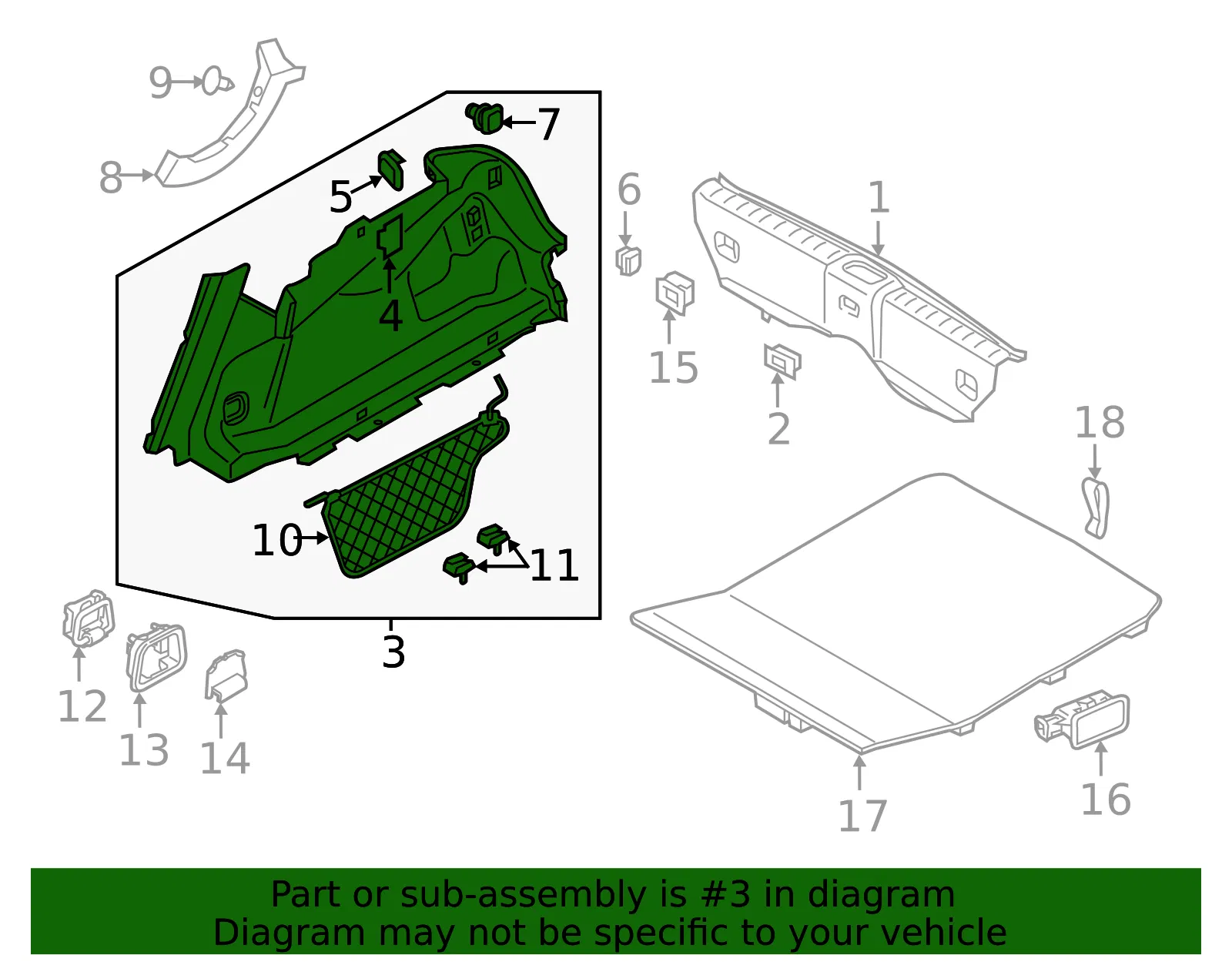 Trunk Side Trim - Volvo (32329058) - view 2