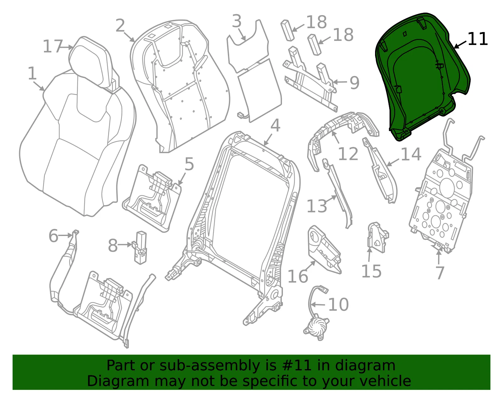 Seat Back Panel - Volvo (32329704) - view 2