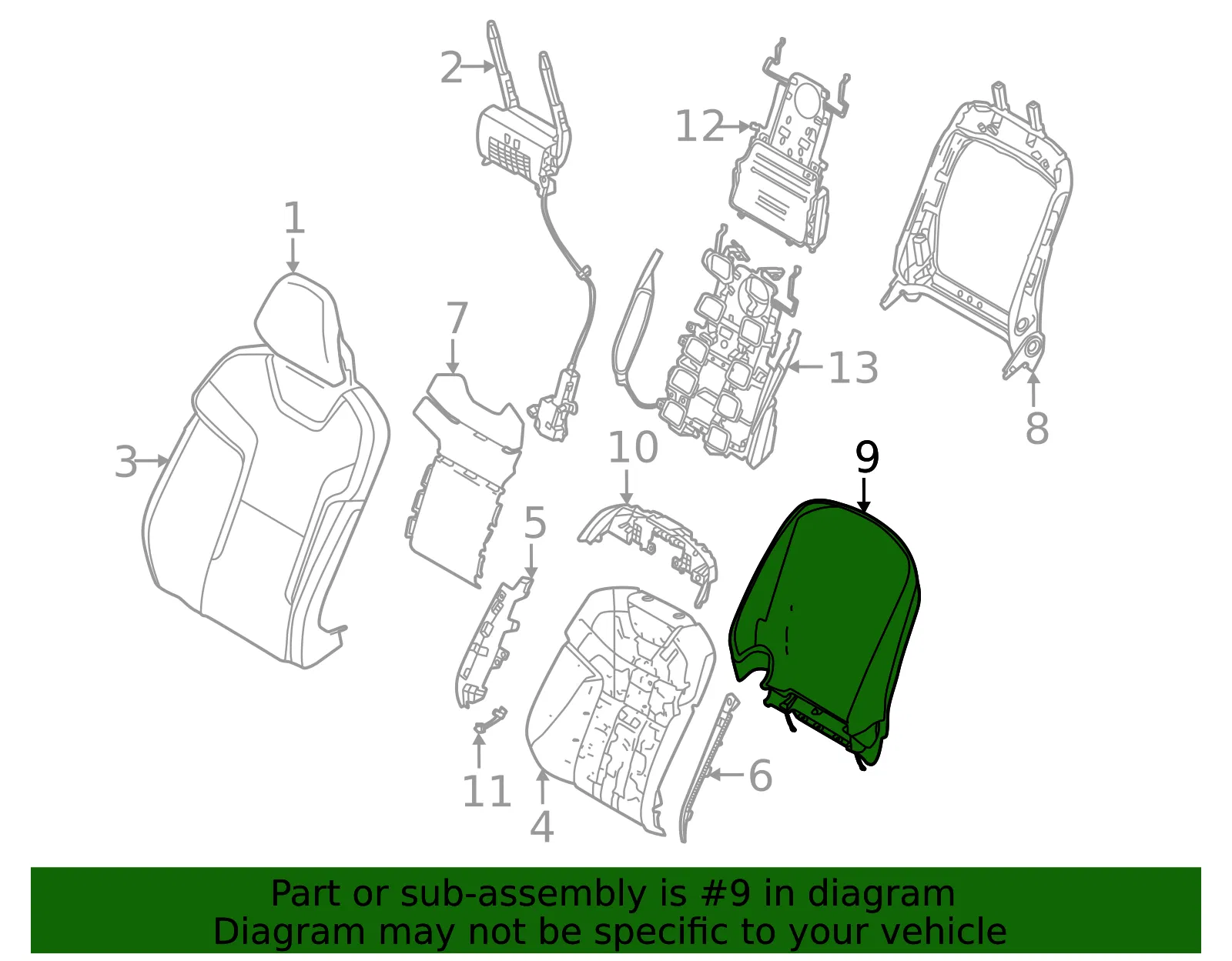 Seat Back Panel - Volvo (32332197) - view 2