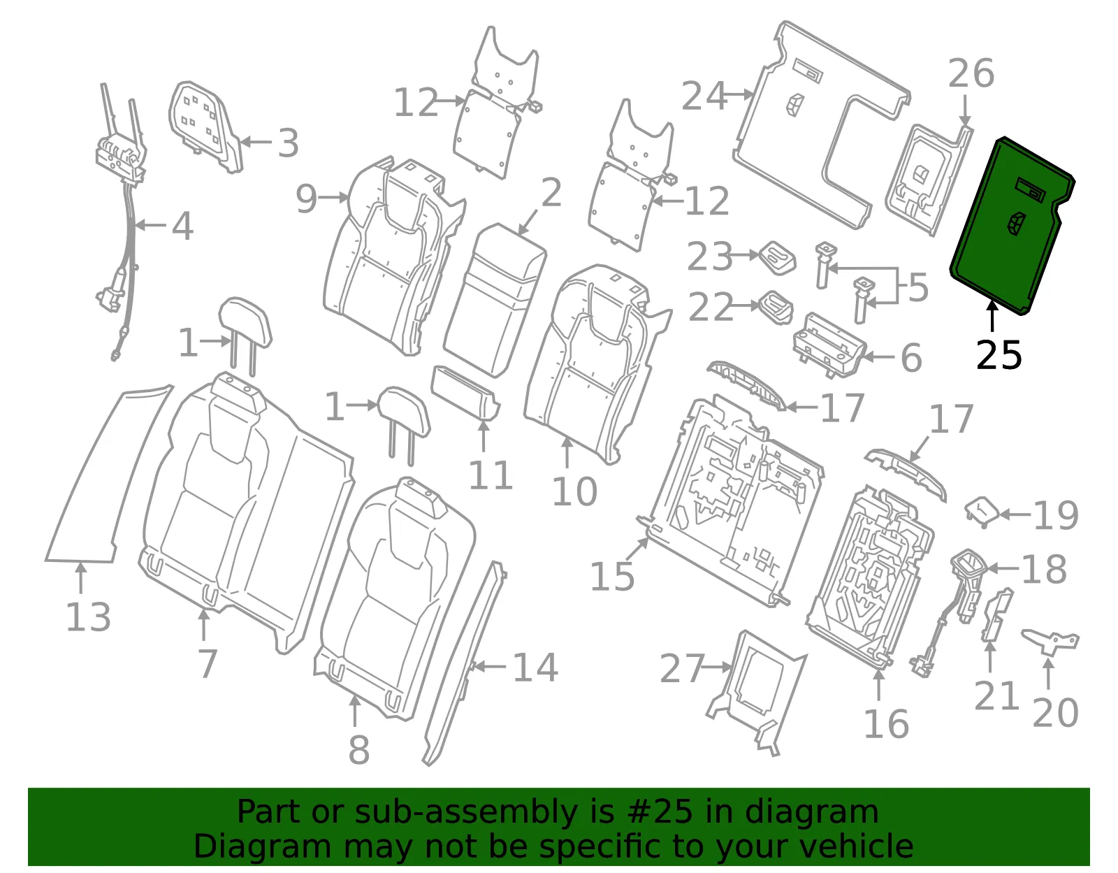 Seat Back Panel - Volvo (32332538) - view 2