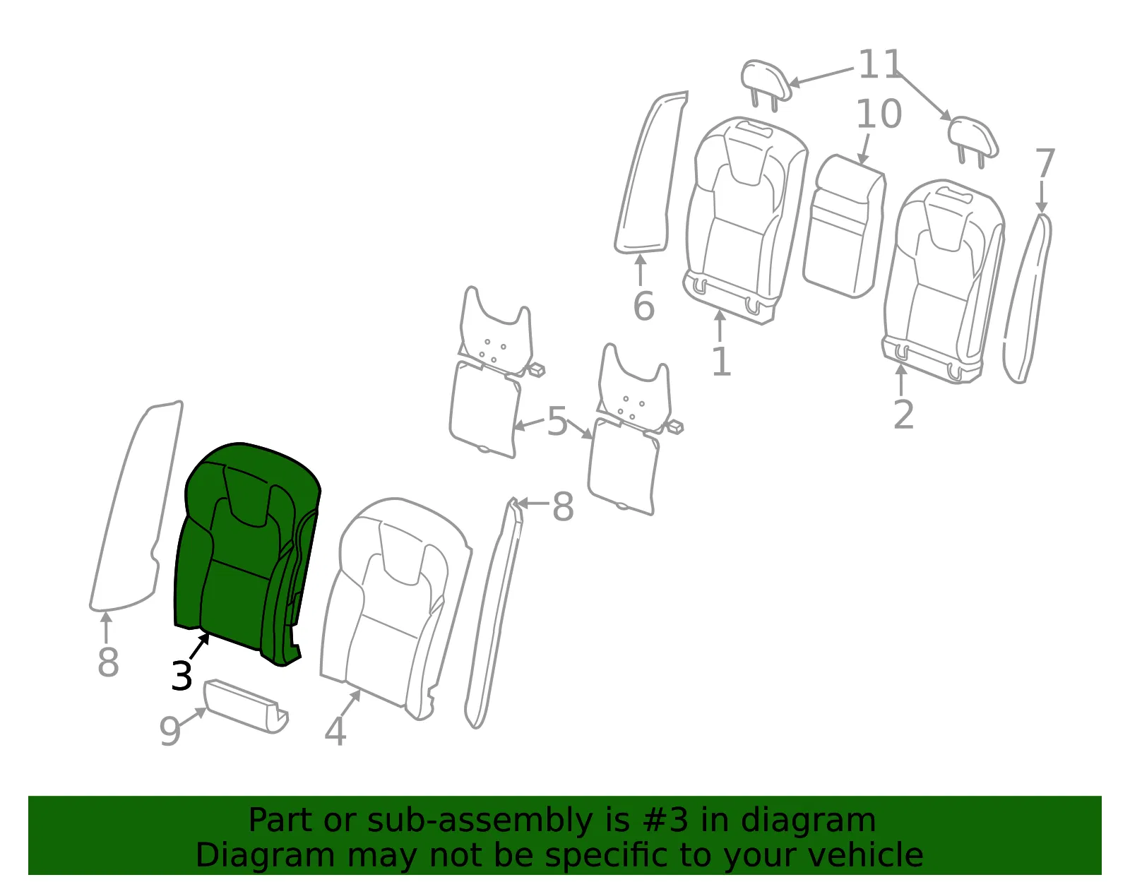 Seat Back Cushion - Volvo (32332545) - view 2
