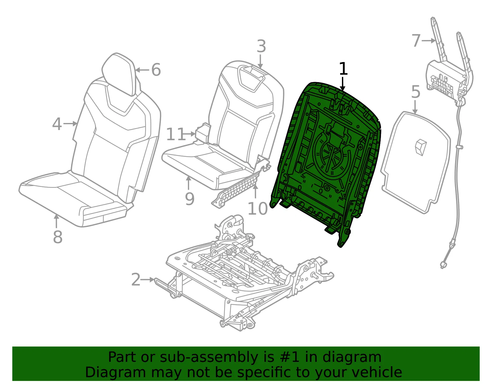 Seat Back Frame - Volvo (32332882) - view 2