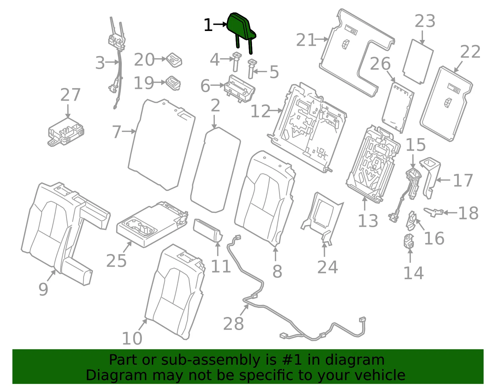 Headrest, Outer - Volvo (32332968) - view 2