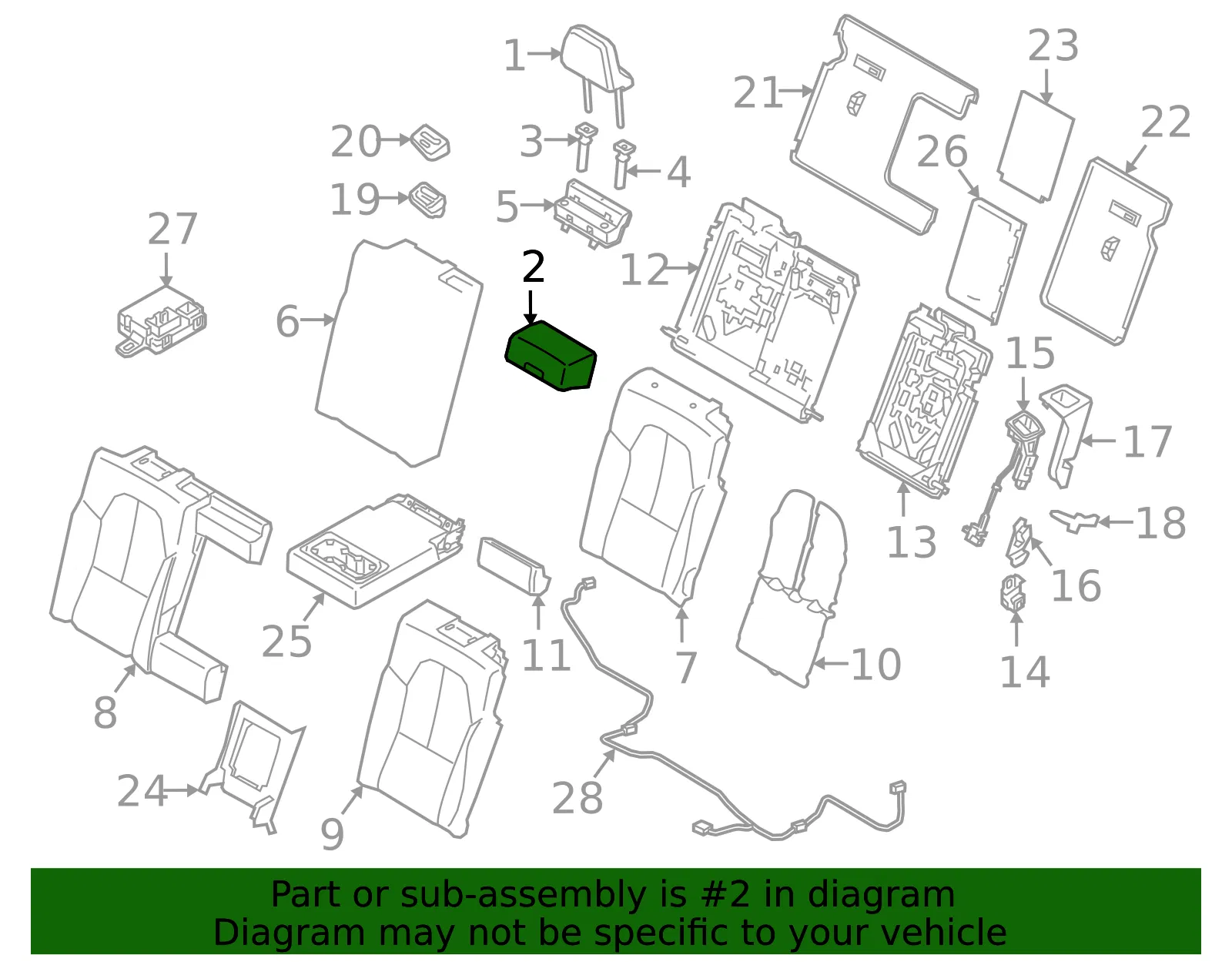 Headrest, Center - Volvo (32332969) - view 2