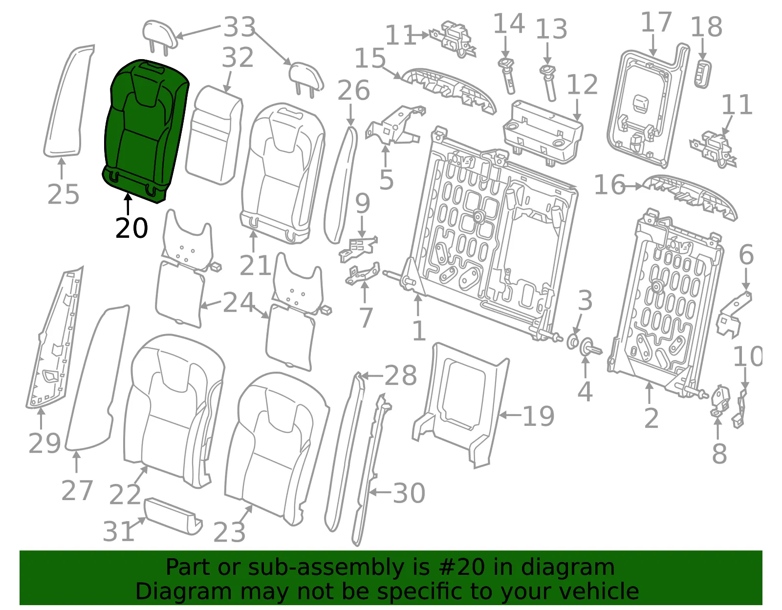 Seat Back Cover - Volvo (32333321) - view 2