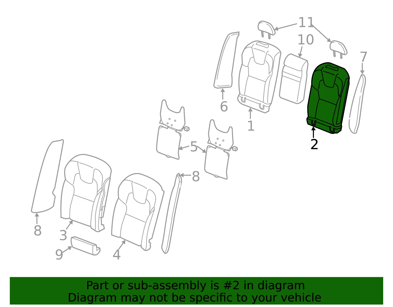 Seat Back Cushion Cover - Volvo (32338310) - view 2