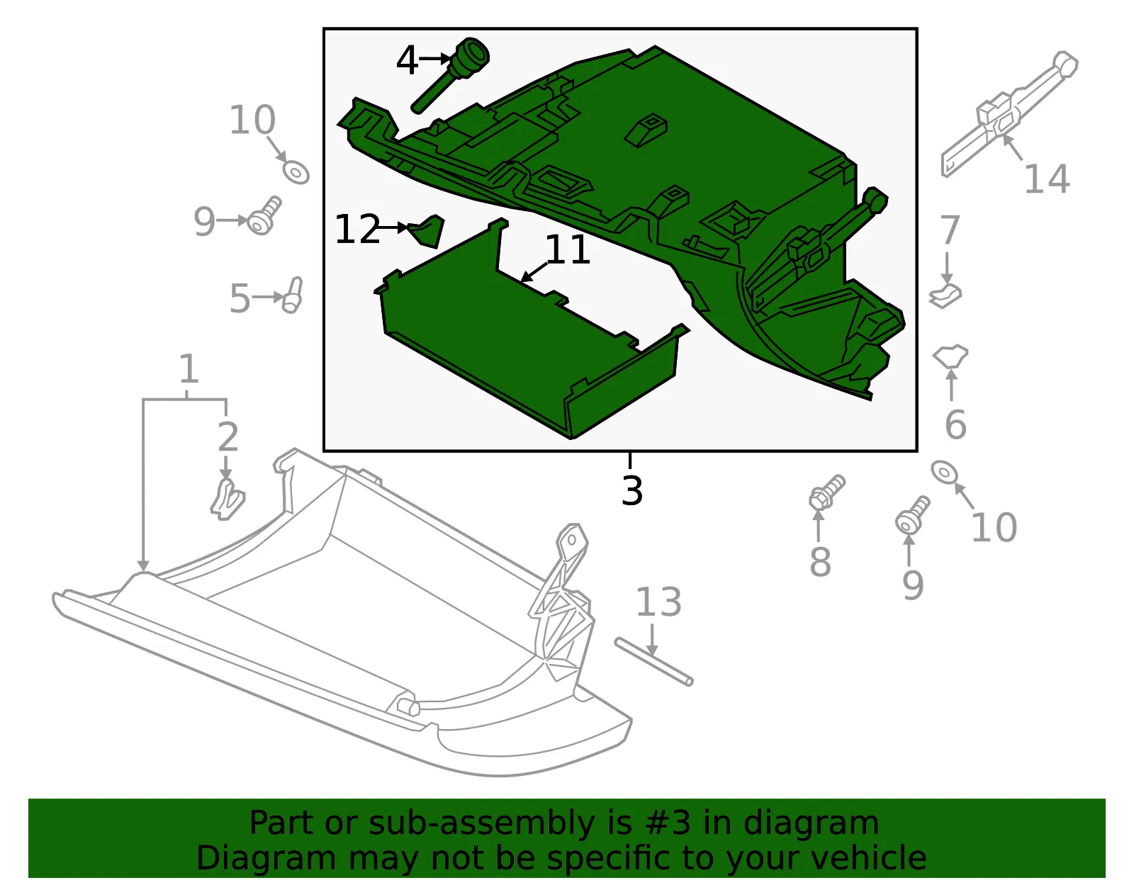Glove Box Storage Compartment - Volvo (32348252) - view 2