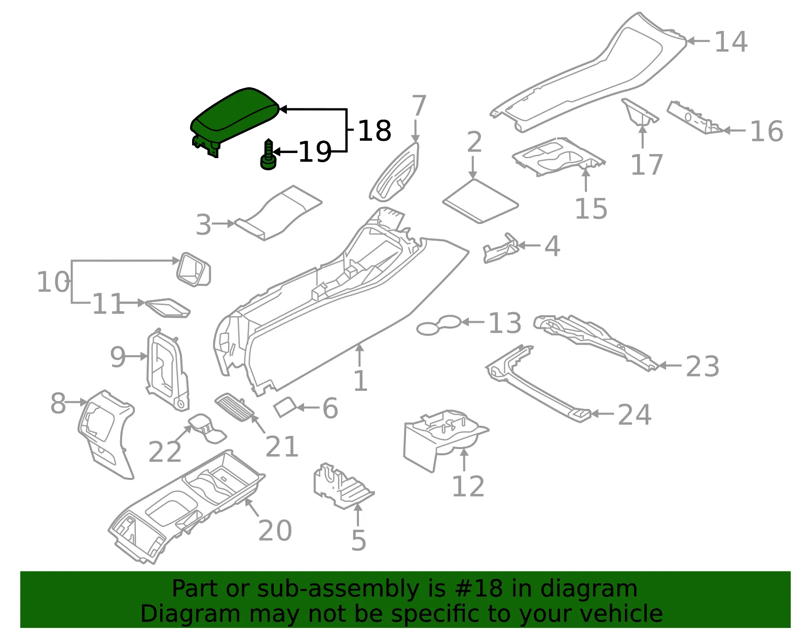 Console Armrest - Volvo (32352694) - view 2