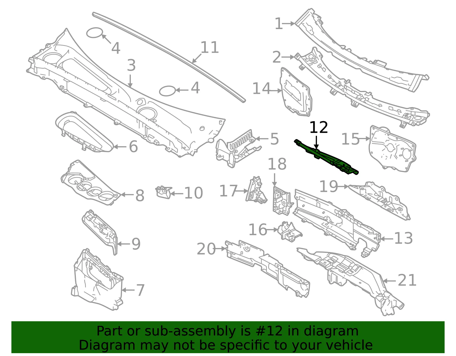 Upper Dash Panel - Volvo (32368455) - view 2