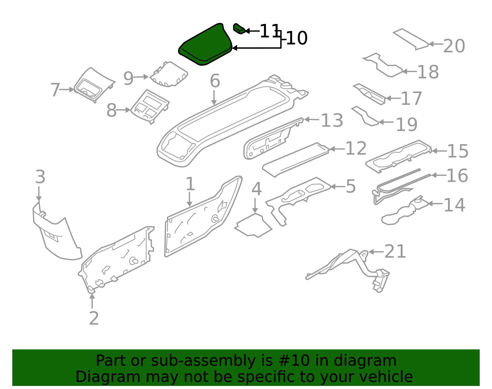 Console Lid - Volvo (32369626) - view 2