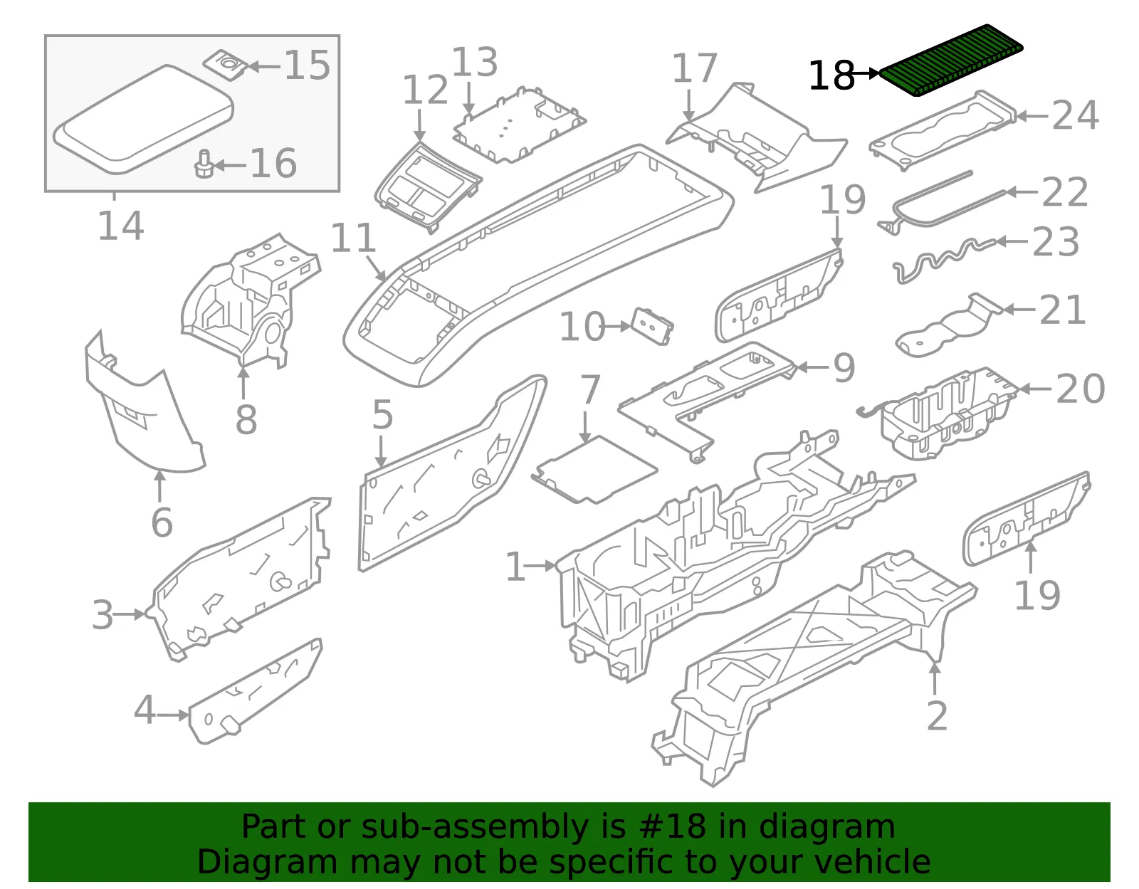 Console Lid - Volvo (32377377) - view 2