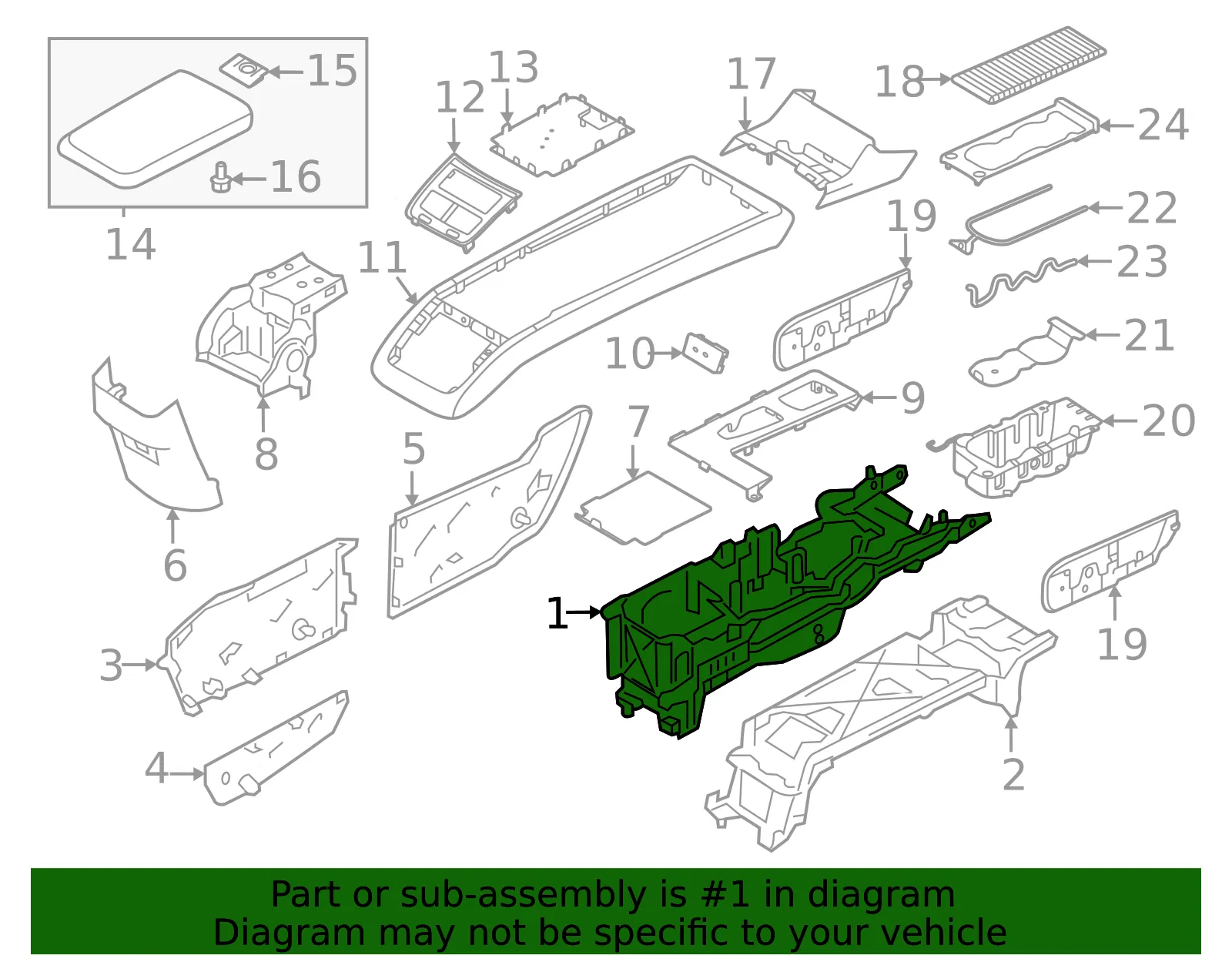 Console Housing - Volvo (32392456) - view 2
