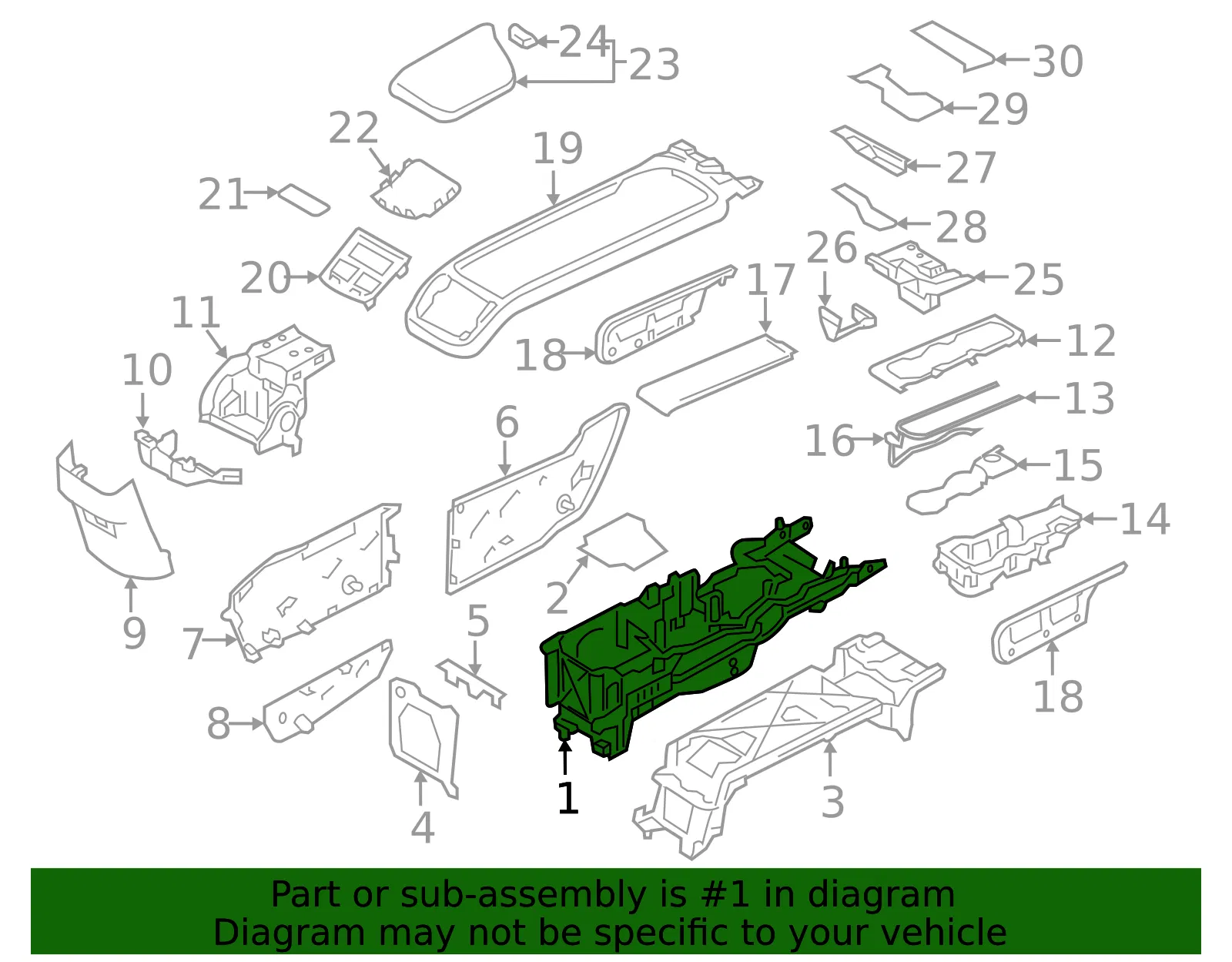 Console Housing - Volvo (32394792) - view 2