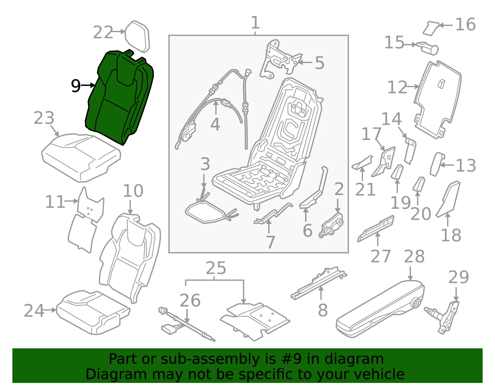 Seat Back Cushion Cover - Volvo (32404921) - view 2