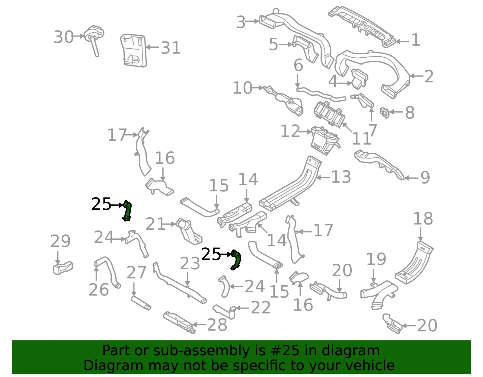 Instrument Panel Air Duct - Volvo (32414930) - view 2
