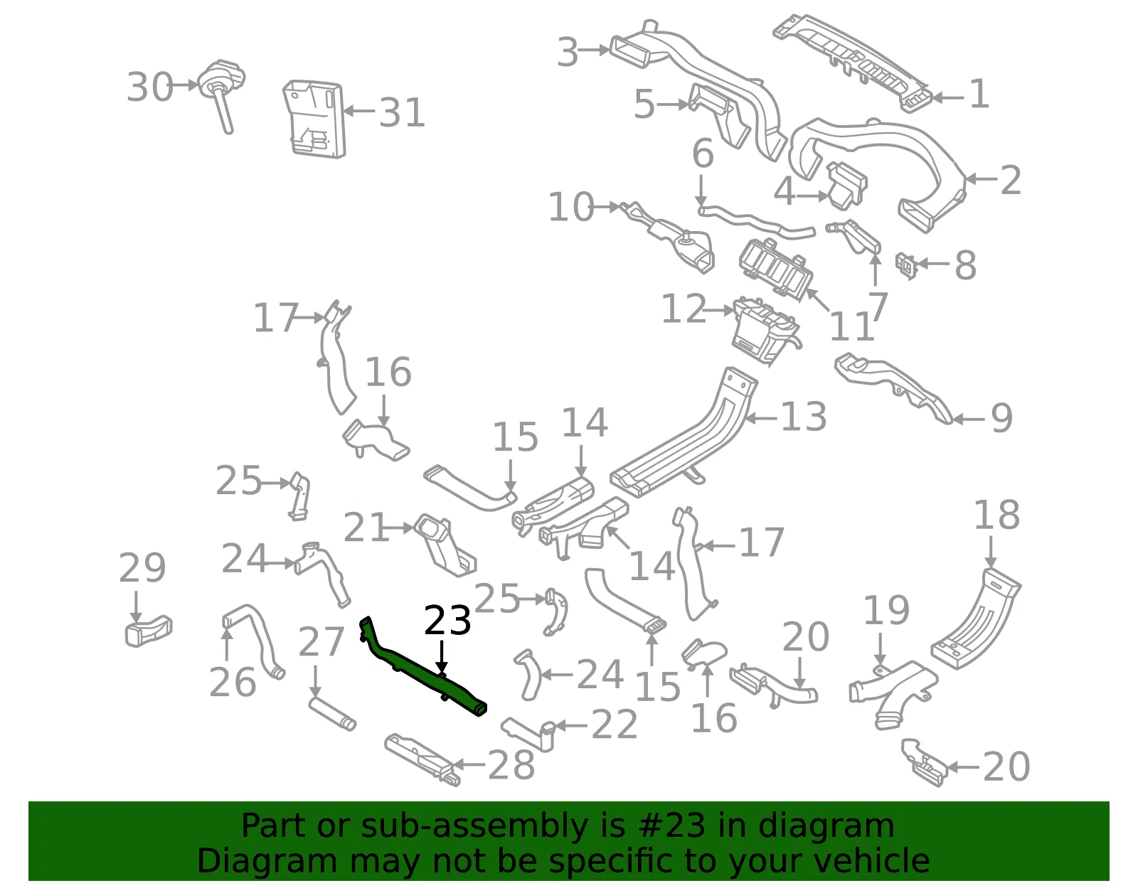 Instrument Panel Air Duct - Volvo (32414933) - view 2