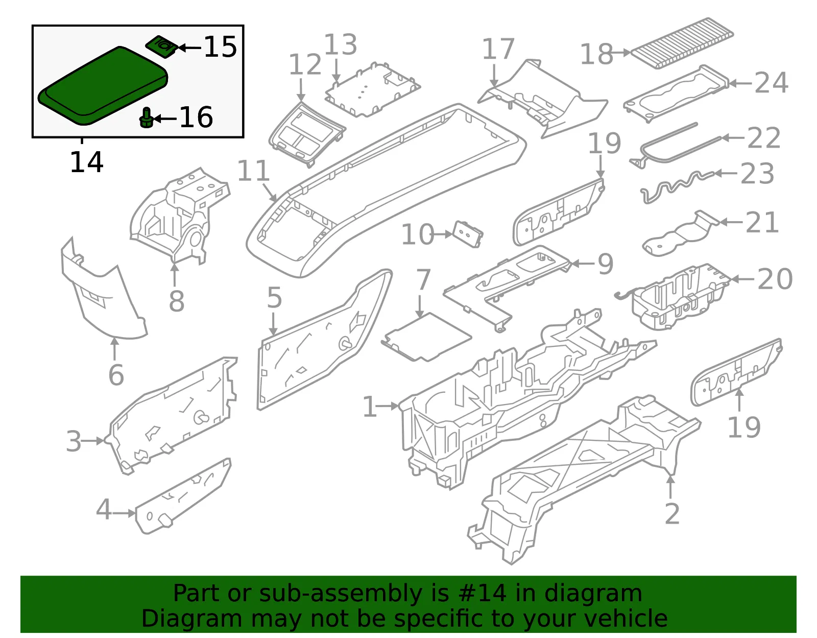 Console Lid - Volvo (32430526) - view 2