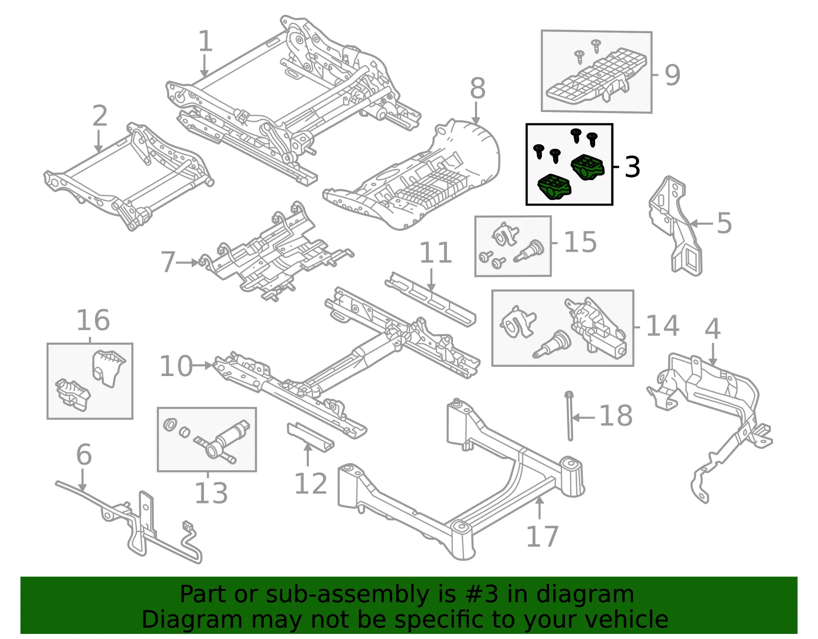 Seat Frame Hardware Kit - Volvo (32430687) - view 2