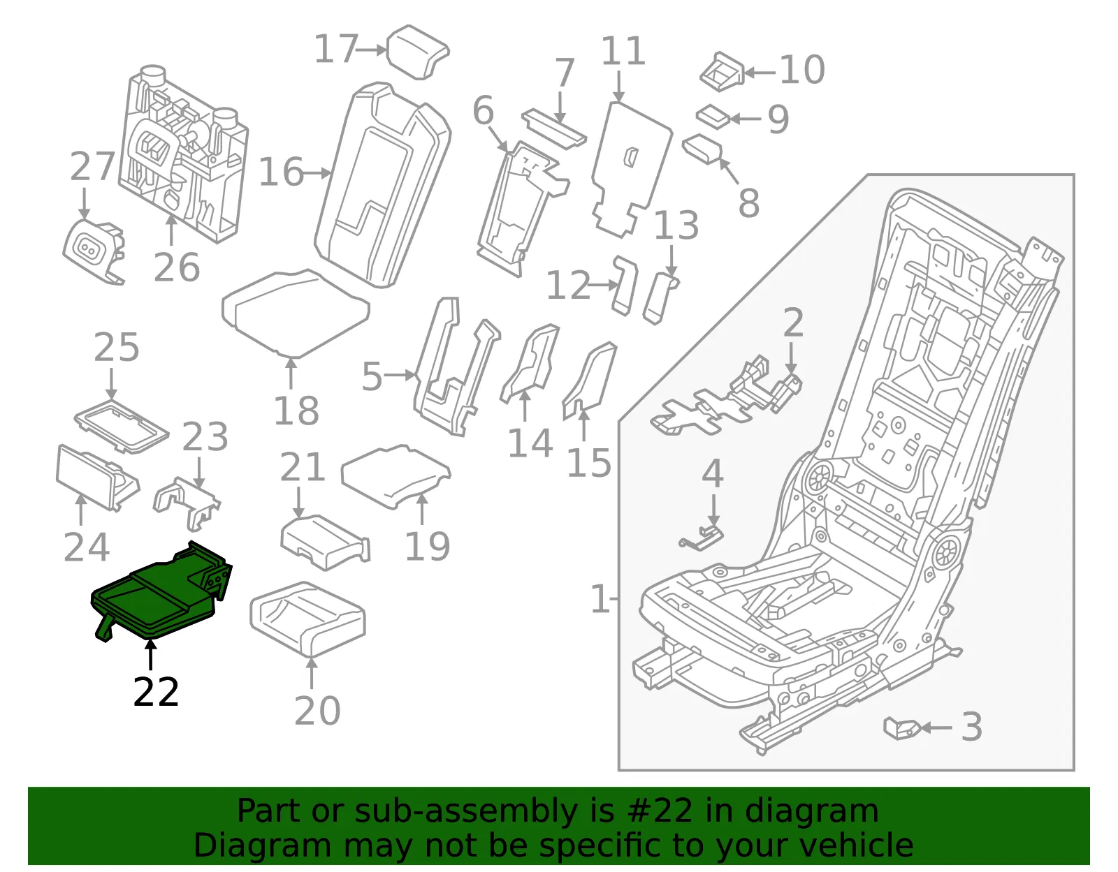 Seat Armrest - Volvo (32447007) - view 2