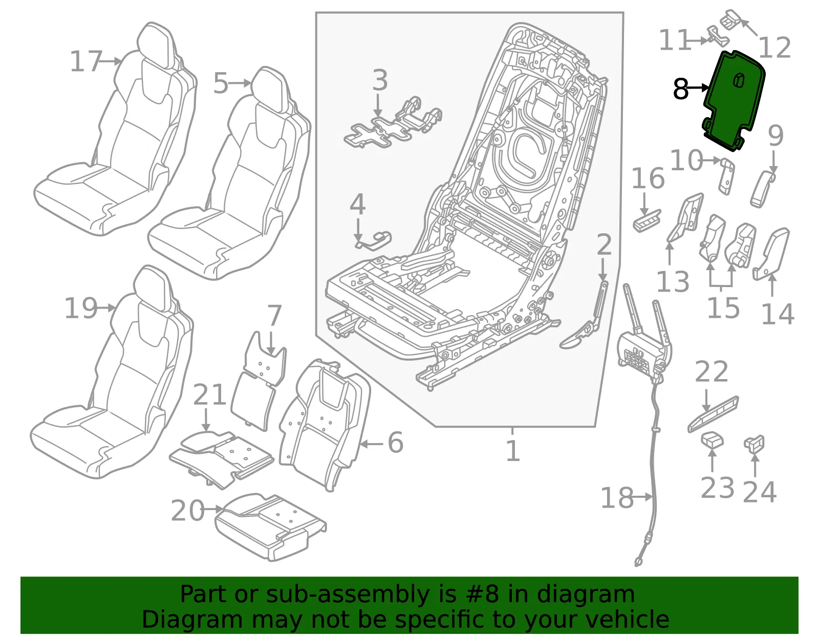 Seat Back Panel - Volvo (32447031) - view 2