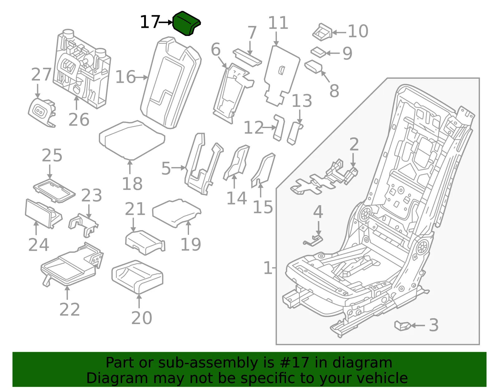 Headrest - Volvo (32447650) - view 2