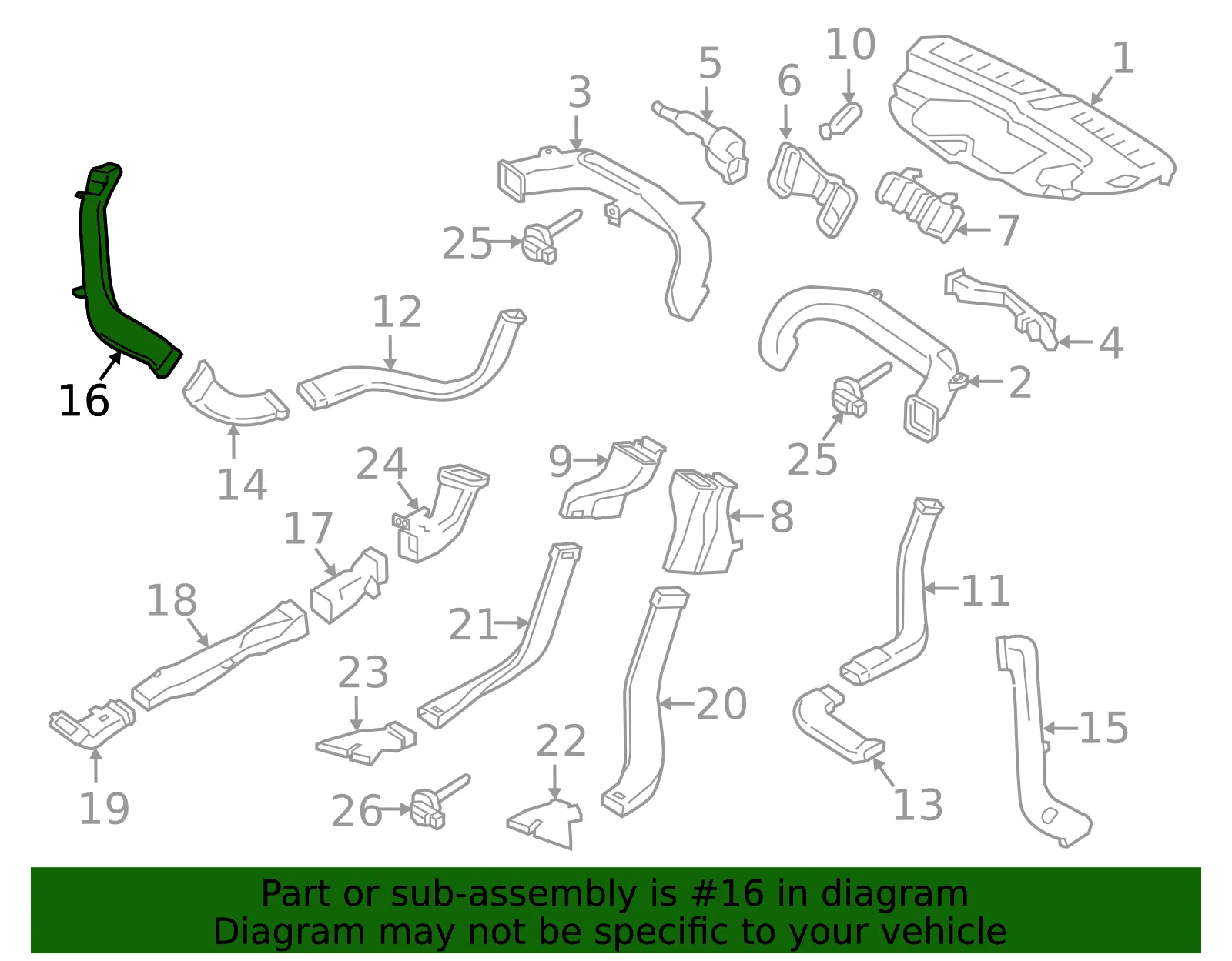 Instrument Panel Air Duct - Volvo (32459244) - view 2