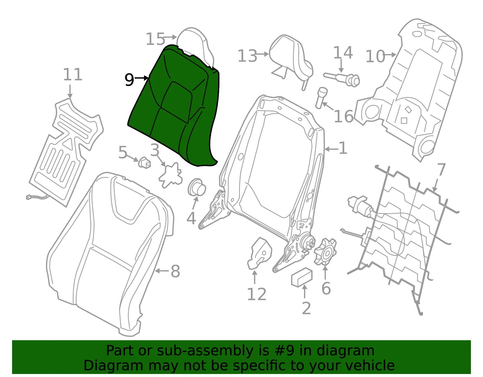 Seat Back Cushion Cover - Volvo (39810021) - view 2
