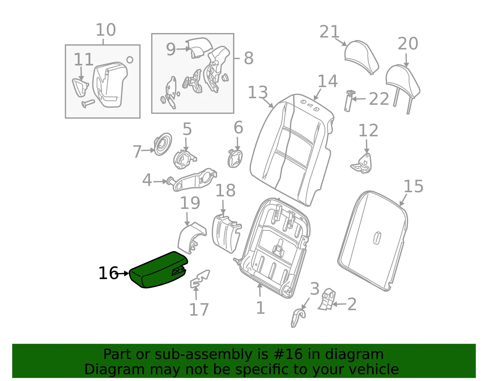 Seat Armrest - Volvo (39810746) - view 2