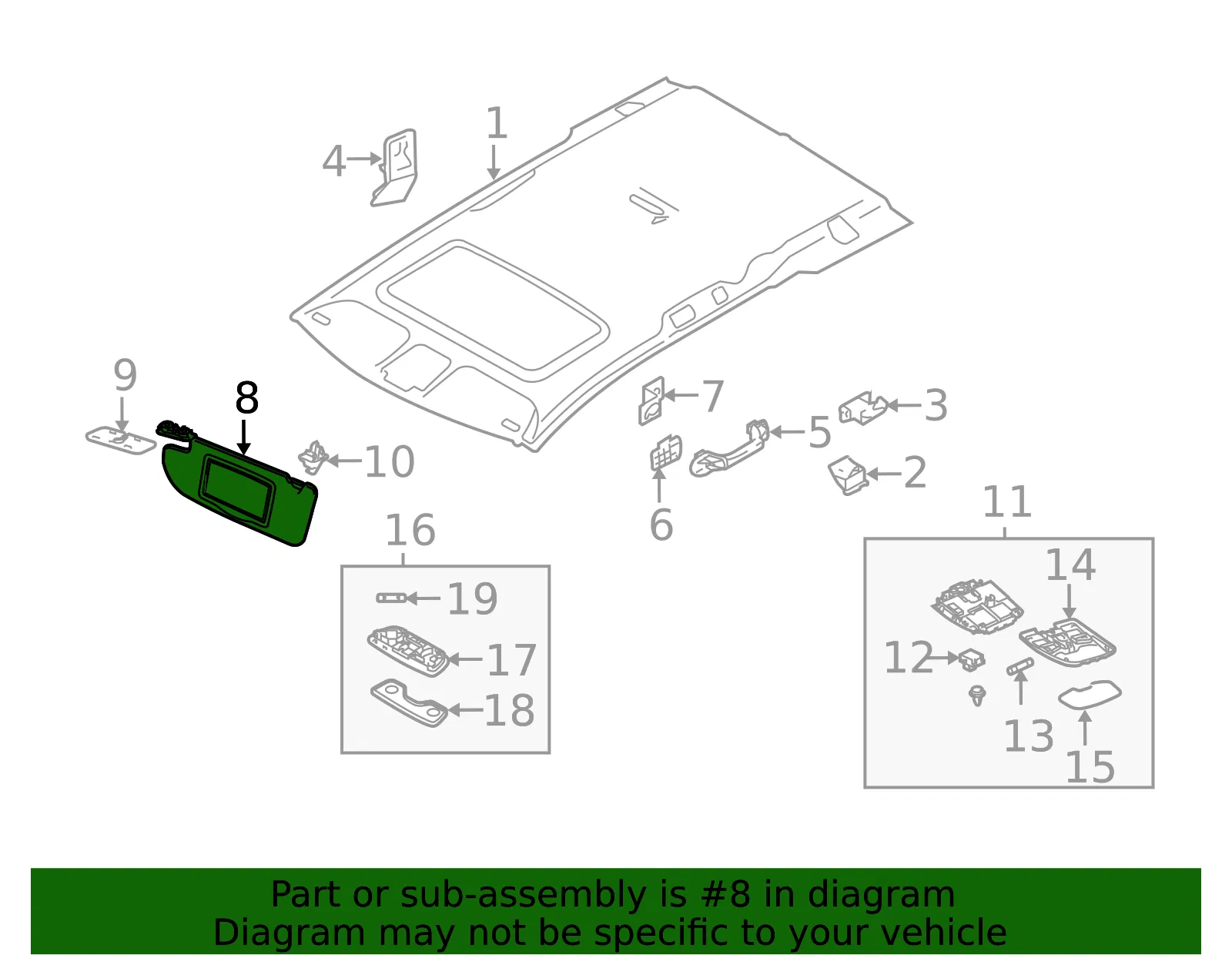 Sun-Visor - Driver's Side (LH) - Volvo (39814756) - view 3
