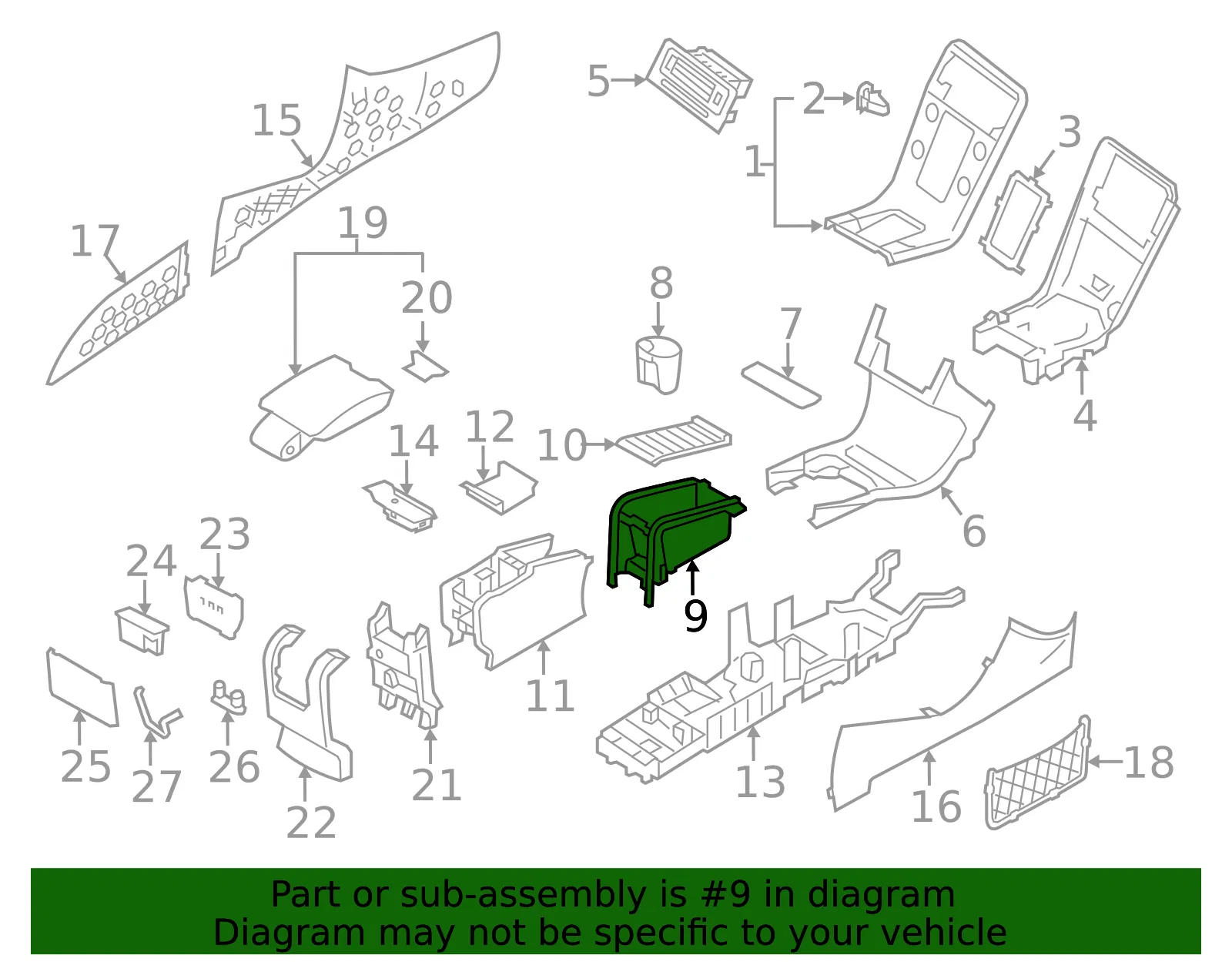 Console Compartment - Volvo (39817814) - view 2