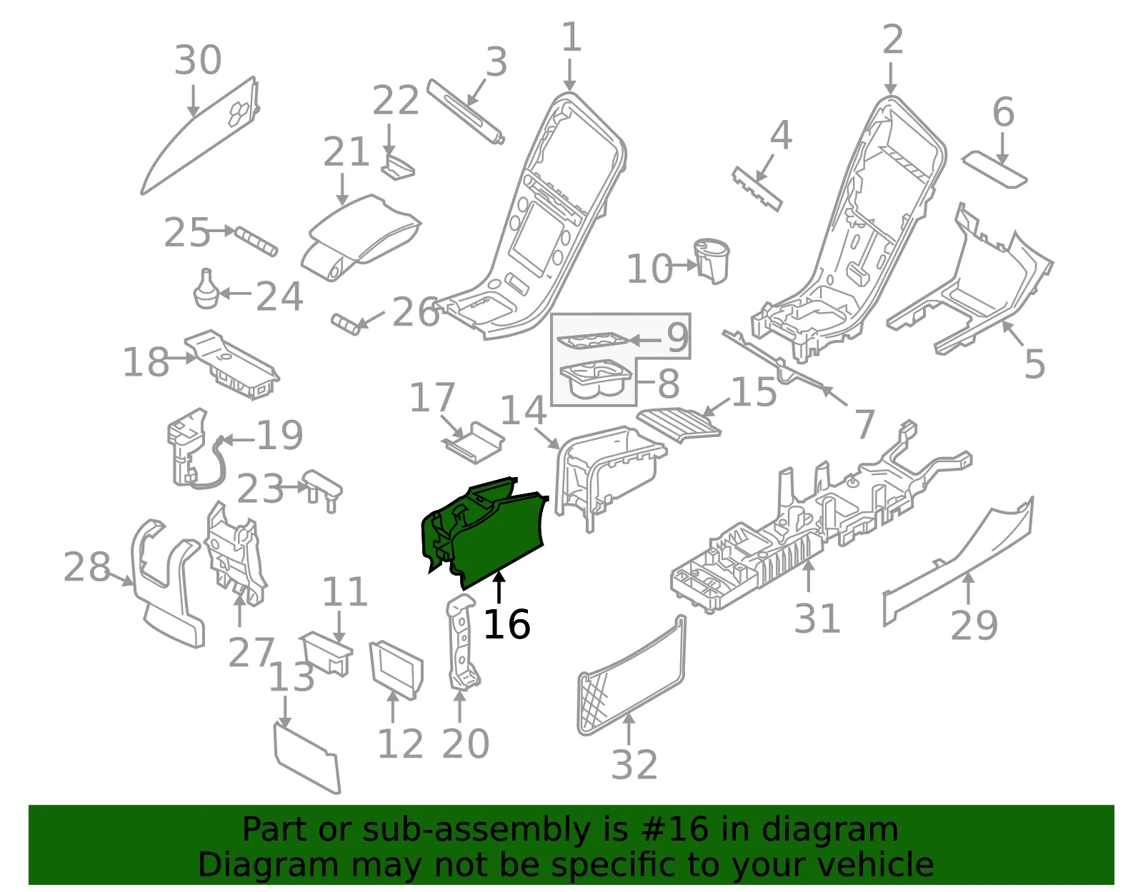 Center Console - Volvo (39819461) - view 2