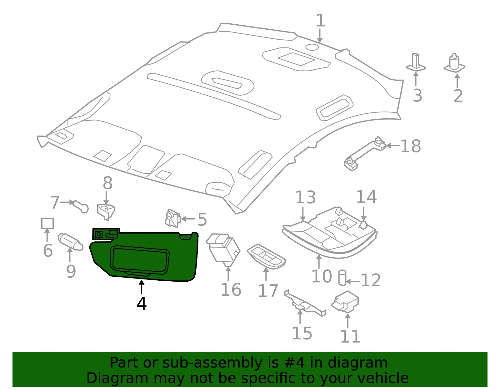 Sun-Visor - Passenger Side (RH) - Volvo (39823362) - view 2
