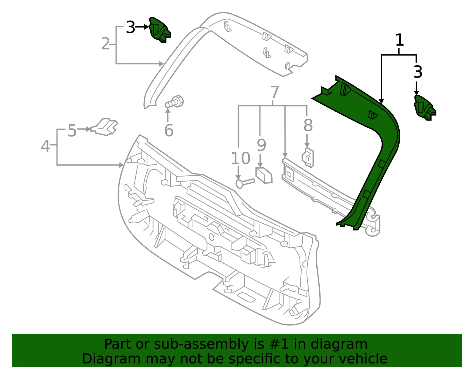 Lift-Gate Trim - Volvo (39825229) - view 2