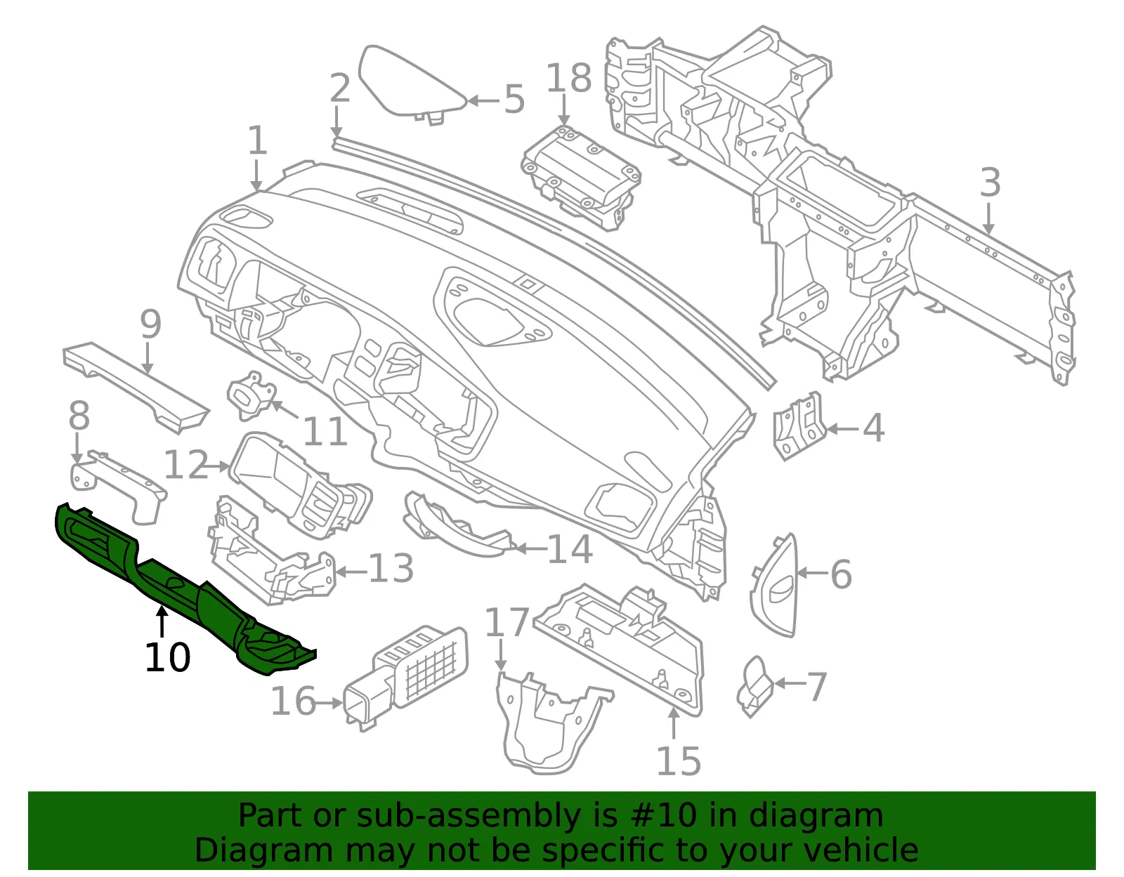 Instrument Panel Knee Bolster - Volvo (39826355) - view 2
