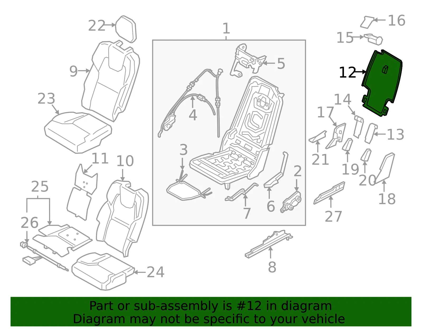 Seat Back Panel - Volvo (39826821) - view 2