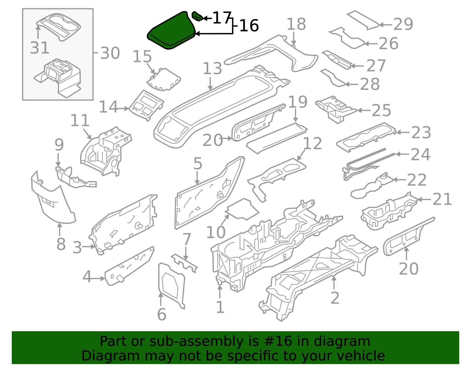 Console Lid - Volvo (39827534) - view 2