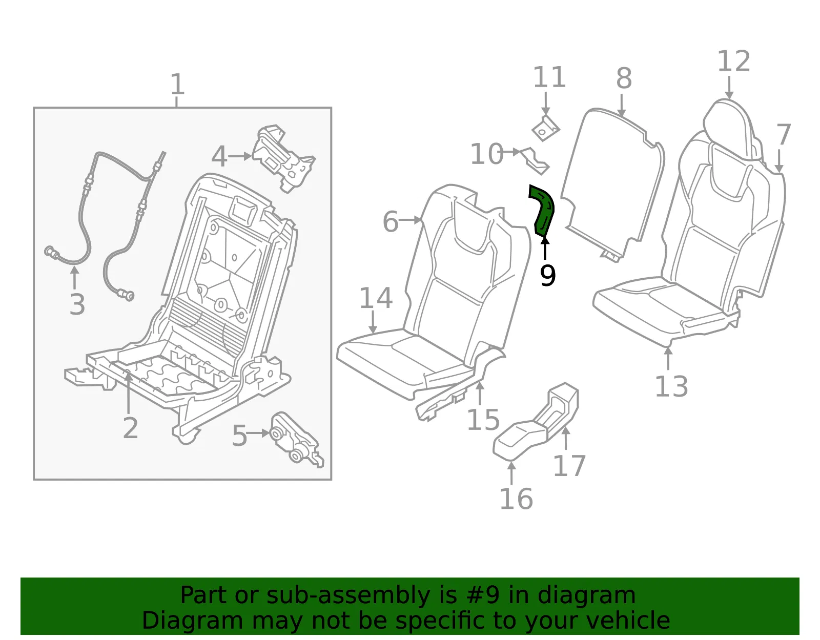 Seat Back Panel Upper Cover - Volvo (39831242) - view 2