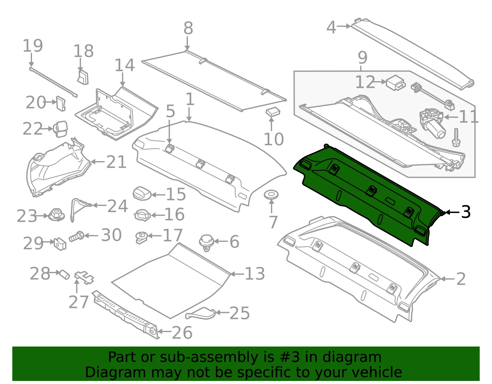 Package Tray Trim - Volvo (39834993) - view 2