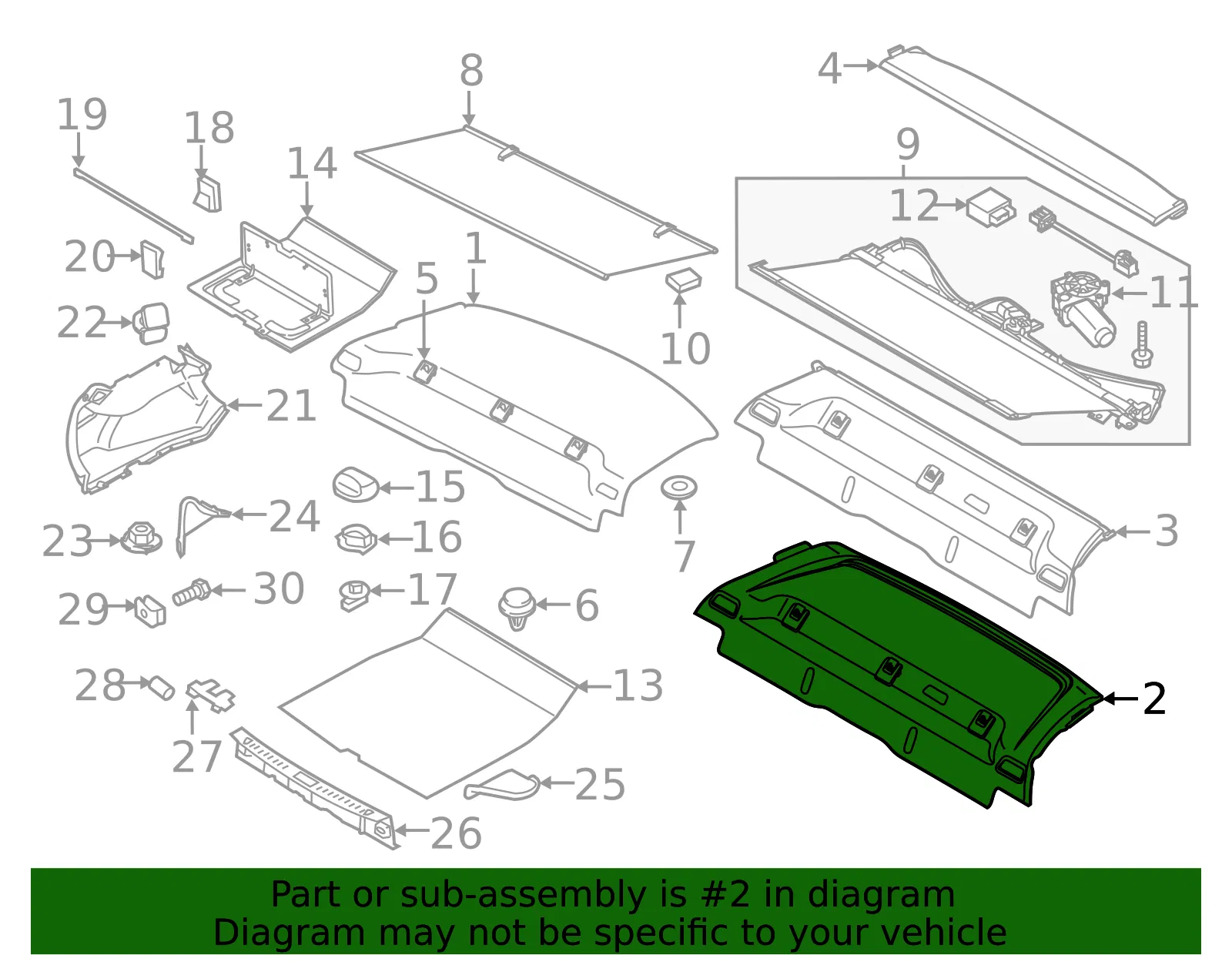 Package Tray Trim - Volvo (39834995) - view 2