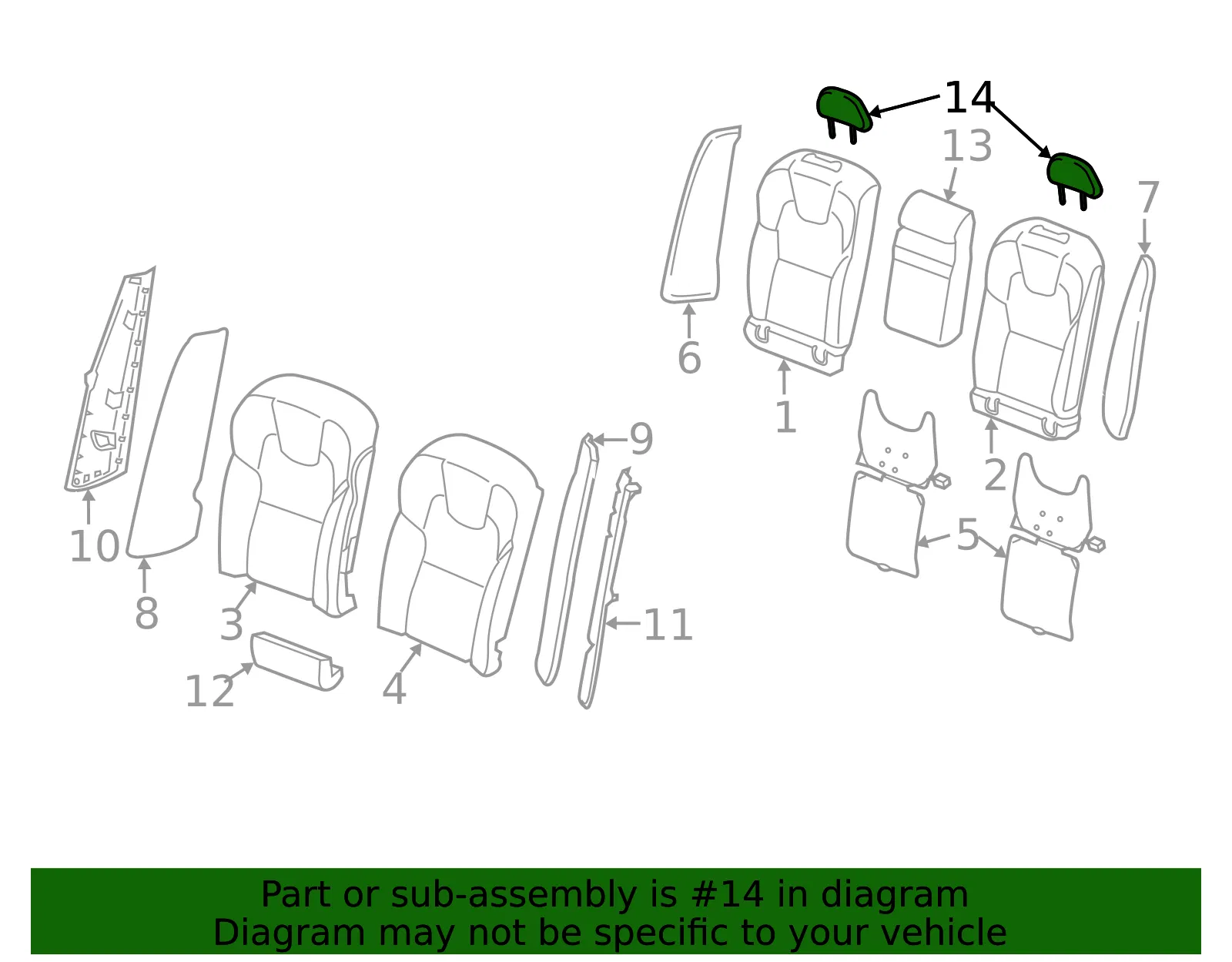Headrest, Outer - Volvo (39837409) - view 2