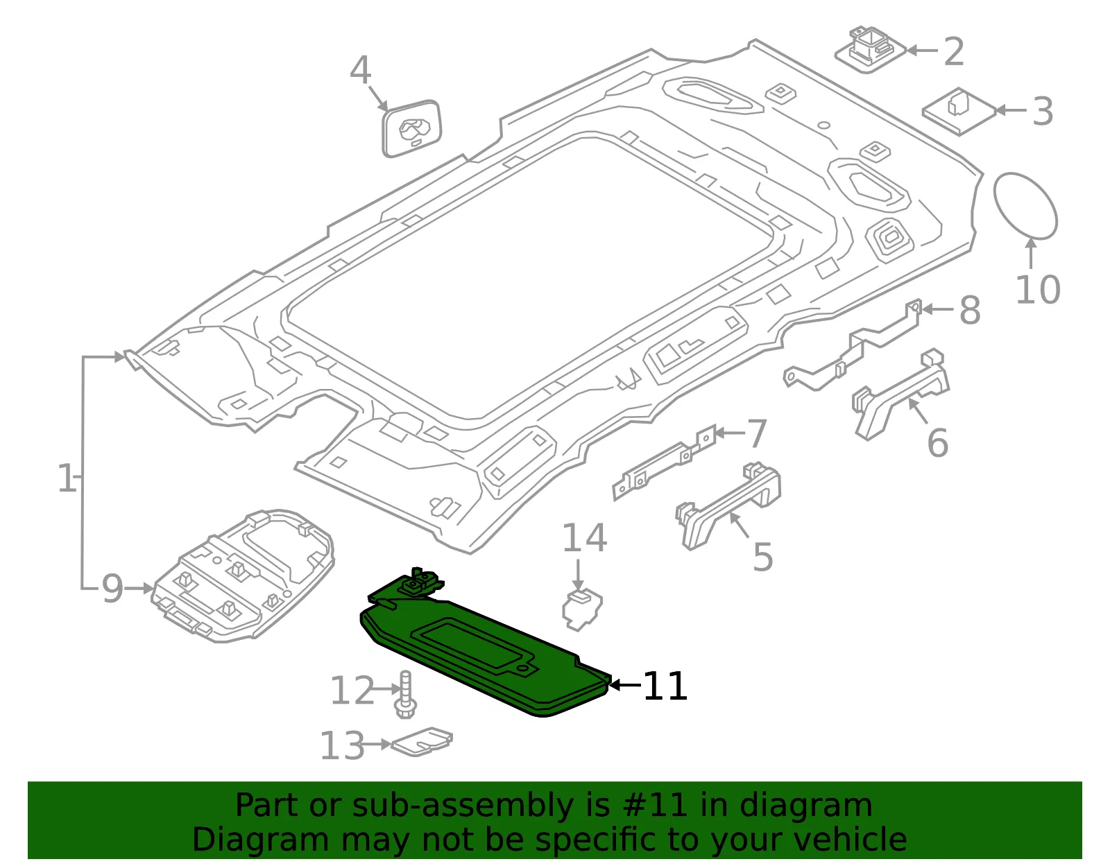 Sun Visor - Passenger Side (RH) - Volvo (39842500) - view 2