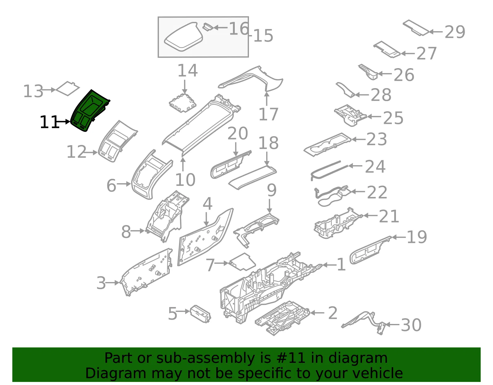 Console Trim Panel - Volvo (39843333) - view 2