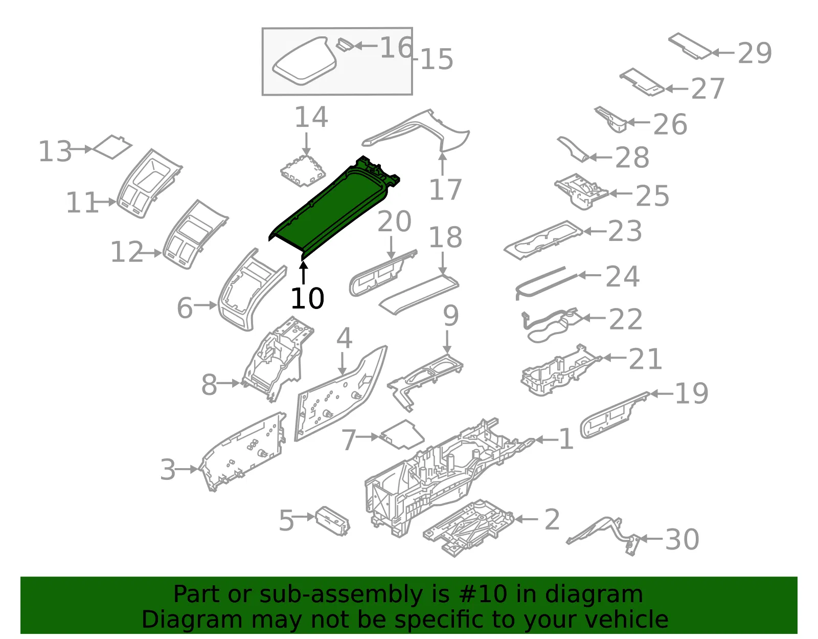 Console Trim Panel - Volvo (39843335) - view 2