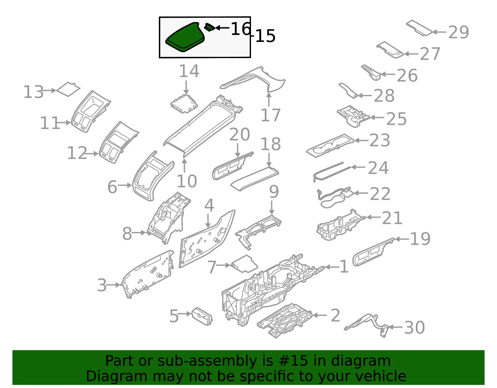 Console Lid - Volvo (39847389) - view 2