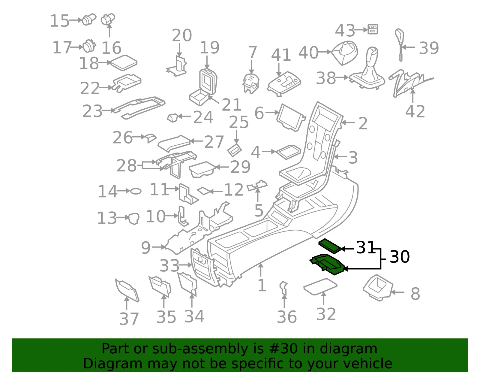 Console Tray - Volvo (39850616) - view 2
